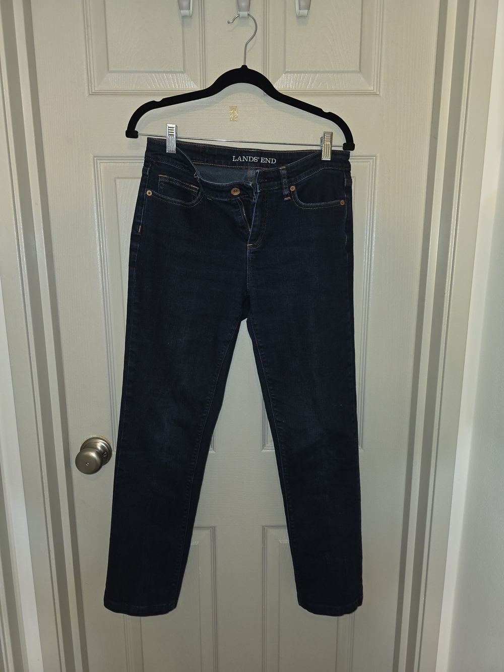 Lands' End Women's Dark Indigo Straight-Leg Jeans
